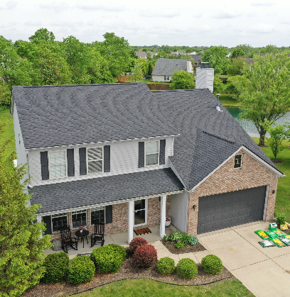 Residential Home in Indianpolis with a new roof replacement courtesy of Moss Roofing.